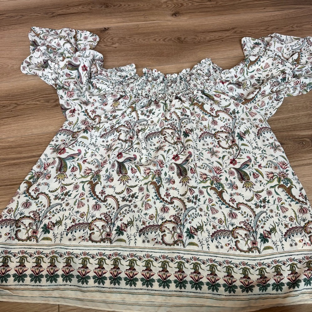 Off The Shoulder Floral Paisley Stretchy Top Max Studio Large - Picture 4 of 4